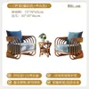 Sofá Individual Grueso de Ratán Estilo Retro Natural Estilo Wabi-Sabi Mueble de Sala de Estar Medieval para B&B Silla Sofá de Ratán Silla de Ratán Juego de Tres Piezas