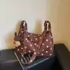 2026 Nova Moda Estilo Coreano Versátil Bolsa Tote Onda Maillard Bolinhas Grande Capacidade Bolsa de Ombro Transversal para o Dia a Dia