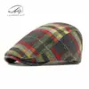 Boina de Cuadros Nueva para Mujer Otoño e Invierno, Gorra de Pico de Lana Retro Británica, Gorra Versátil Adelantada para Hombres Modernos