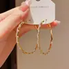 Pendientes de Moda Transfronterizos Europeos y Americanos con Forma de Ola Grande y Pedrería para Mujer, Estilo Minimalista Exagerado Moderno y Único, Pendientes Muy Brillantes al por Mayor
