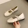 Sapatos Mary Jane Prateados para Mulheres 2026 Nova Coleção Primavera e Outono com Aumento Interno de Altura, Sapatos Rasos com Laço, Sapatos Pequenos de Couro Estilo Ballet para Mulheres