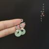 Pendientes Guofeng Ping An con hebilla de hoja de bambú para mujer, nuevos pendientes chinos retro antiguos de nicho de alta gama, elegantes pendientes Cheongsam