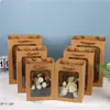 Saco de Papel Kraft Espesso, Bolsa Tote Transparente, Saco para Presente de Brinquedo de Pelúcia, Saco para Embalagem de Boneca com Buquê de Flores, Saco de Presente