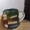 Taza de Libro Pintada Taza de Café de Libro Pintado 3D Taza de Café de Vidrio Única Apilada