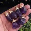 Colgante de amatista natural, cristal asimétrico, piedra en bruto, collar chapado en oro, accesorios para manualidades, colgante, colgante de amatista, exportación