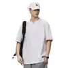 Camiseta de manga corta para hombre, estilo fino de verano 2026, manga media sólida pesada, corte holgado, camiseta base de tacto fresco