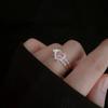 Anillo de Zirconia Rosa con Forma de Corazón para Mujer, Elegante y con Estilo, Nuevo Anillo Abierto de Doble Capa con Forma de Corazón, Anillo de Dedo Índice de Moda