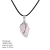 Collar de Piedra Bruta de Cristal Natural Transfronterizo con Electrochapado en Oro y Plata, Colgante Irregular Tallado a Mano de Polvo de Cristal de Piedra Natural