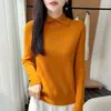 Suéter Feminino Gola Polo em Tricô Canelado Estilo Old Money, Pulôver Liso Slim Fit Outono/Inverno, Camada Base com Gola Reversível