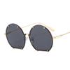T22002 outu - Nuevas gafas de sol semicirculares de metal poligonal para hombre y mujer, con personalidad rockera, estilo europeo y americano.