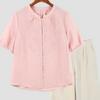 Traje de Camiseta de Manga Corta con Cuello Redondo Estilo Mamá 2024 Verano Nuevo Conjunto de Dos Piezas Holgado y Ajustado para Mujeres de Mediana Edad y Mayores