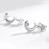Corea del Sur Pendientes Elegantes de Estrella para Mujer Estilo Coreano Borla Estrella de Cinco Puntas Luna Asimétricos Joyería de Circonita