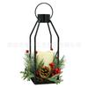 Lámpara de Viento de Hierro Portátil de Venta Caliente Transfronteriza Candeleros Modernos Simples Linterna de Granja Lámpara de Viento de Piso Decoración Navideña