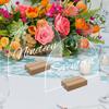 BT057 semicírculo tridimensional transparente acrílico boda fiesta placa número de mesa placa asiento de mesa espejo DIY