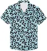 Camisa de Manga Curta Estilo Japonês Personalizada Estampa de Leopardo Manga Curta Impressão Digital Masculina Toque de Alto Padrão Camisa Não Amassa Elástica em Quatro Direções Masculina
