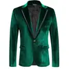 2026 Novo Blazer Masculino Cruzado Slim-Fit de Veludo Dourado de Botão Único, Jaqueta Casual para Casamento e Banquete Tamanho Plus