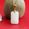Pingente de Jade Hetian Natural Guan Yu Pingente Quadrado de Jade Branco Colar Atacado de Fábrica Dropshipping S2072117