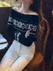 Suéter Top Negro de Un Hombro Súper Bonito, Único, Hermoso, Perezoso, Relajado, Suave y Elegante para Mujer, Otoño e Invierno 2025