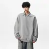 Moletom com gola de camisa patchwork estilo faculdade, falso duas peças, forrado com fleece, para homens e mulheres, outono e inverno, top de manga longa tipo polo