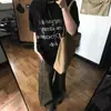 Camiseta de Verão Feminina Oversize Solta Casual Algodão Puro com Estampa de Letras Retro Americana Tendência