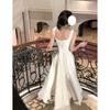 Vestido Blanco de Tirantes Estilo Suave para Mujer Nuevo Diseño de Nicho Falda Larga de Ballet Vestido de Noche para Banquete