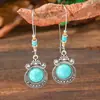 Aretes de Turquesa Europeos y Americanos Nuevos Aretes de Borla Bohemios Aleación Geométrica Retro Elegante Exagerada Joyería para la Oreja