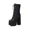 NovedadBotas de Plataforma Impermeables Suela Gruesa Estilo Europeo y Americano para Mujer 2026 Otoño/Invierno Satín Sexy Comercio Exterior Tallas Grandes Zapatos de Mujer 35-44