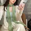 Bufanda de Lino y Seda de Color Sólido de Alta Calidad Estilo Coreano para Mujer, Pañuelo Pequeño Estilo Artístico para Primavera y Verano, Accesorio de Viaje, Bufanda para el Cuello, Cinturón para Superponer