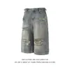 Shorts Frescos de Moda High Street Estilo Hong Kong Verano Nuevo para Hombre 2025 Jeans Personalizados con Letras Hip-Hop Ins Tendencia