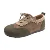 Zapatos casuales de moda versátiles retro de otoño para mujer, de corte bajo, con cordones, con plataforma interior para aumentar la altura, tenis de nuevo estilo con cordones