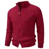Suéter cárdigan de punto trenzado de punto grueso con cuello alto y doble cremallera, nuevo para otoño e invierno, de estilo cruzado, corte holgado, moderno para hombres jóvenes