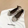 Zapatos Planos para Mujer Chuyuji 2026 Verano Nuevo Estilo Cuadros Patchwork Suela Suave Tacón Grueso Lazo Punta Redonda Zapatos Planos