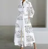 Vestido Cruzado Europeo y Americano 2026 Estilo Nuevo Casual de Oficina Moda Cuello Polo Manga Larga con Cintura Elástica y Dobladillo Amplio