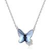 Collar de Plata de Ley 925 con Mariposa Danzante de Cristal para Mujer, Lujo Ligero y Sensación de Alta Gama, Collar con Colgante de Mariposa Incrustado de Diamantes, Joyería de Cadena para el Pecho
