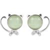 Pendientes de gatito de plata s925 para mujer, estilo coreano, modernos y elegantes, con piedra de ojo de gato.