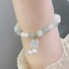 Yougu Linglan ~ natural Tianshan jade pulseira feminina estilo chinês calcedônia orquídea pingente pulseira namoradas mão jóias
