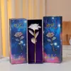 Rosa Flor de Folha de Ouro 24K Bouquet Colorido Deslumbrante Flor Artificial Eterna Presente de Dia dos Namorados Dia das Mães Presente de Aniversário