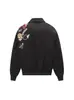 Chaqueta Unisex de Tendencia Nacional Retro Americana 2025 con Bordado de Flocado de Dibujos Animados, Estilo High Street Versátil, Abrigo de Cuello Alto Estilo Universitario