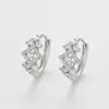 Pendientes de Aro Transfronterizos con Corona en Forma de Diamante de Zirconia, Pendientes de Clip para Mujer Versátiles Elegantes de Lujo Ligero de Nicho, Pendientes de Moda Estilo Minimalista