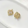 Pingente Coração Irregular Zircônia Preserva Cor Dourado Real Banhado a Cobre 18K Pingente de Contas para Pulseira Colar Feito à Mão DIY