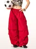 Verão 2025 Novo Design Calça Casual de Trabalho para Mulheres Calça Paraquedas Americana Cintura Alta Perna Larga Calça Esportiva Tendência