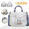 Bolso Cruzado de un Solo Hombro Estilo Ins Personalizado, Bolso de Mano de Oso Lindo, Bolso de Lona para Estudiantes, Bolso Grande para Almacenamiento de Papelería para Mujer