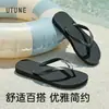 Chinelos flip-flop pretos de alta qualidade para mulheres, calçados de verão para uso externo, sandálias de dedo estilosas de sola fina, sandálias de dedo para praia, antiderrapantes