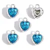 Colgante de corazón de piedra brillante incrustada en aleación simple para pulsera, collar, pendiente DIY, accesorio decorativo W715