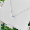 Collar de Plata de Ley S925 Estilo Coreano para Mujer Colgante Cuadrado Pequeño Geométrico de Zircón Natural Imitación Turmalina Azul Verde Paraíba para Mujeres