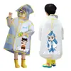 Impermeable infantil con capucha, impermeable de cuerpo completo, a prueba de lluvia, patrón de dibujos animados transparente, adecuado para niños y niñas, poncho para senderismo