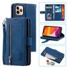 Adecuado para iPhone 16E/7G Cartera con Cremallera Empalmada Funda para Teléfono 13Pro Tapa Abatible Ranura para Tarjetas Correa de Mano Estuche Protector