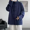 Camisa de Linho Roupa Tang Masculina Estilo Chinês Roupas Masculinas Roupa Zhongshan da República da China Roupa Han Novo Estilo Chinês Roupa de Chá Camisa Longa Jaqueta Mandarim Casaco