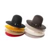 Moda Europeia e Americana Retro Elegante Tubo Alto Top Tie-up Aba Grande Feltro de Lã Top Hat Show Ao Ar Livre Forma Côncava Desempenho Chapéu