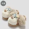 Nuevas pantuflas de algodón con diseño de perro de dibujos animados en forma de estrella, pantuflas cálidas de felpa antideslizantes para interiores de mujer, otoño e invierno, venta al por mayor